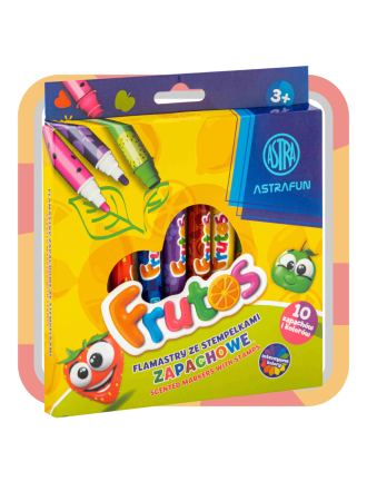 FLAMASTRY MAZAKI ZE STEMPELKAMI ZAPACHOWE OWOCOWE 10 kolorów FRUTOS ASTRA